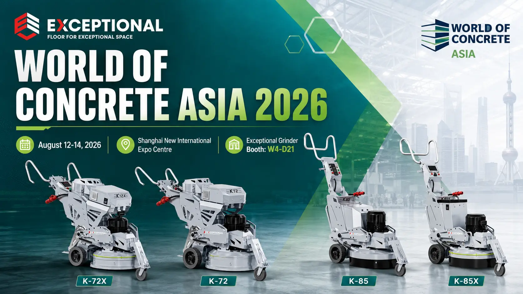 Exceptional Grinder to Exhibit at World of Concrete Asia 2026, Booth W4-D21
