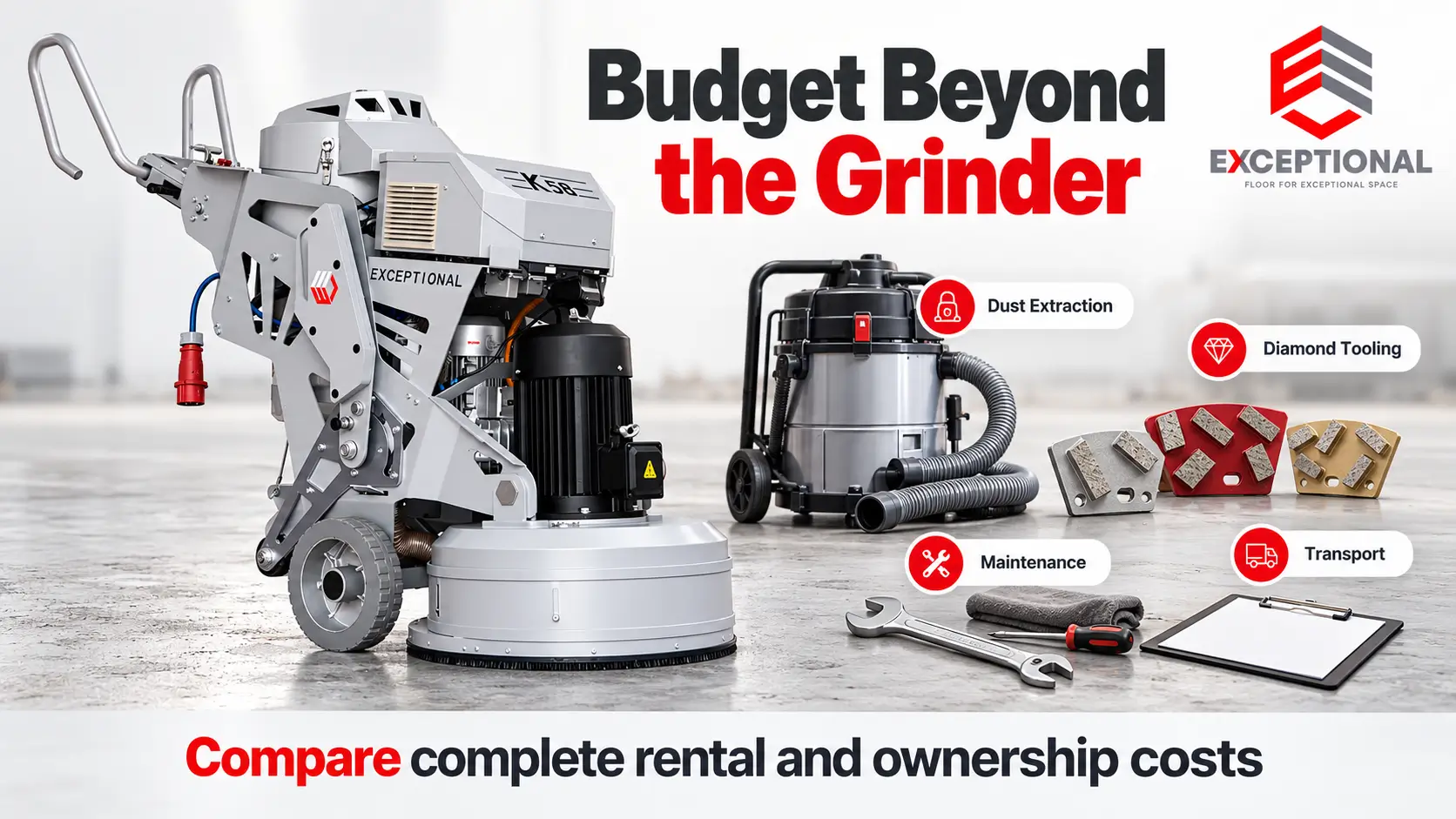 Compare Complete equipment costs of Buying vs Renting a Concrete Floor Grinder